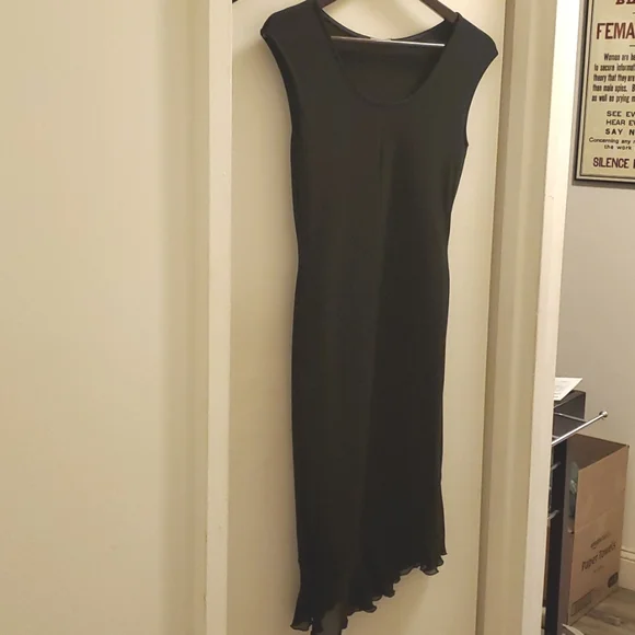 NWOT Wolford Sleeveless Dress Asymmetric Ruffle Hem, Black - Picture 3 of 7